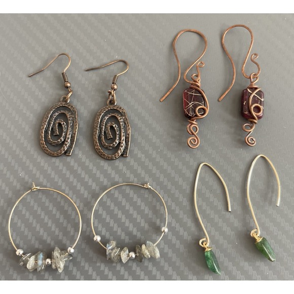 Jewelry - Vintage Lot of 4 Hanging Earrings Beads Stone Crystal